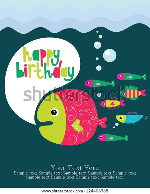 Underwater Birthday Card Design Vector Illustration Stock Vector ...