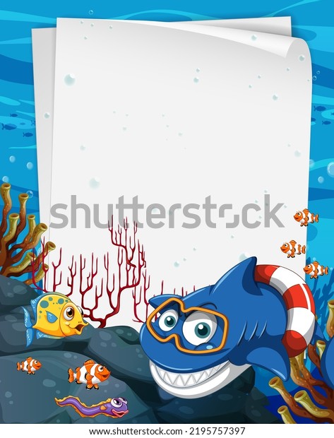 Underwater Blank Banner Sea Animal Illustration Stock Vector (Royalty ...