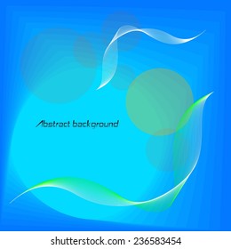 underwater, blue abstract background , white green waveform in form birds