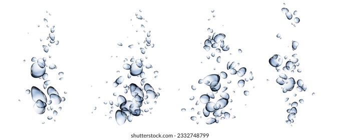 Underwater bubble drop air splash vector texture. Isolated realistic fizzy under water soda effect. 3d aquarium oxygen ball flow. Carbonated champagne vapor border. Clear black gel liquid droplet