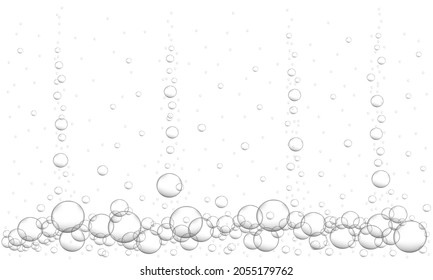 Underwater Bubbles Background. Fizzy Carbonated Drink, Beer, Champagne, Seltzer, Cola, Soda, Lemonade Texture. Sea Or Aquarium Water Stream. Vector Realistic Illustration.