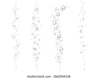 Unterwasserbläschen mit Zitronensaft. Luftströme. Tabletten zur Auflösung. Realistischer Sauerstoffpop in Brausetrink. Vektorfunkeln auf weißem Hintergrund.