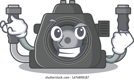 Caricatura submarina estilo personaje con cara feliz