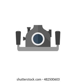 Underwater camera icon in flat color style. Photography sea water diving animal documentary