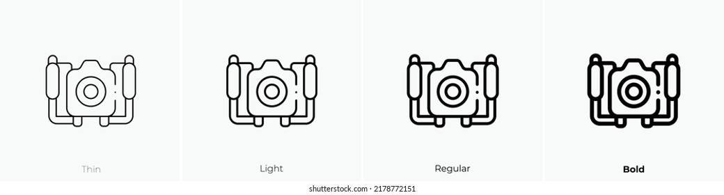 underwater camera icon. Thin, Light Regular And Bold style design isolated on white background