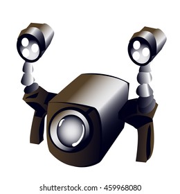Underwater camera isolated on white background. Vector cartoon close-up illustration.