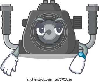 Underwater camera on waiting gesture mascot design style