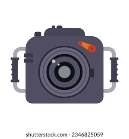 Underwater camera vector. Scuba diving equipment vector illustration. Gear for diving. Sports concept