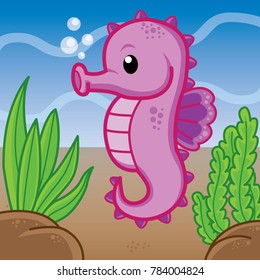 ?eahorse Underwater, Cartoon cute vector