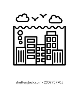 Icono Ciudades submarinas en vector. Ilustración