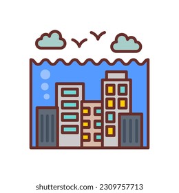 Underwater Cities icon in vector. Illustration