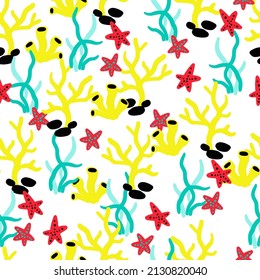 Underwater Colorful Sea Bed Vector Seamless Pattern