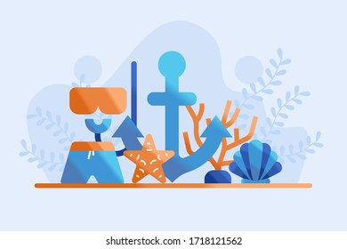 underwater concept illustratrion flat. diving vector