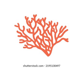 Underwater Coral Plant Branch, Isolated Sea Reef Object With Outgrowths. Undersea Tropical Water Life, Ocean Coral Marine Flora, Biodiversity, Vegetation Design Element. Cartoon Vector Illustration