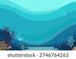 Underwater Coral Reef Background with Sunlight Rays and Marine Plants
