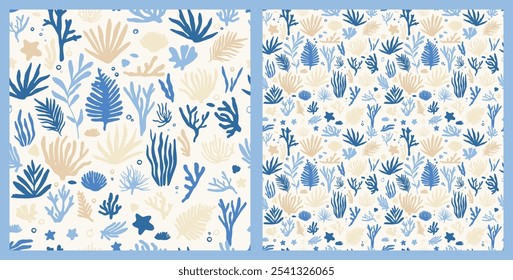 Underwater Coral Reef Ocean Life Seamless Pattern Vector Illustration