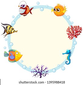 An underwater creature border illustration
