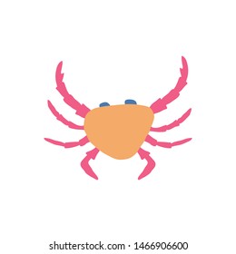 Underwater creature,  crab isolated on white, marine animals for fabric, textile, wallpaper, nursery decor, prints, childish background. Vector