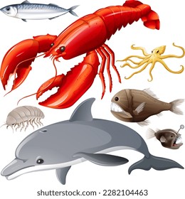 Underwater Creature Vector Set illustration