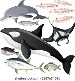 Underwater Creature Vector Set illustration