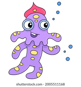 underwater creatures are having fun swimming, vector illustration art. doodle icon image kawaii.