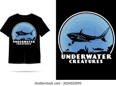 Underwater creatures silhouette tshirt design