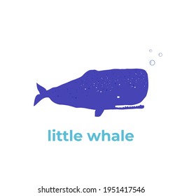 Underwater creatures whale and corals, set with marine animals for fabric, textile, wallpaper, nursery decor, prints, childish background. Vector