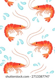 Dibujo submarino de crustáceos Repetir el tema del océano Fondo de pantalla Póster Imprimir Fondo de fauna acuática Limpiar Concepto mínimo de ingrediente alimentario de verano