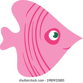 Underwater Cute Adorable Fish for Kids Books and Children Fictional Character. Animated hand drawn cartoon Illustration Drawing of Fish and Sea Life. Fins eyes aquatic world marine life Corals Seaweed