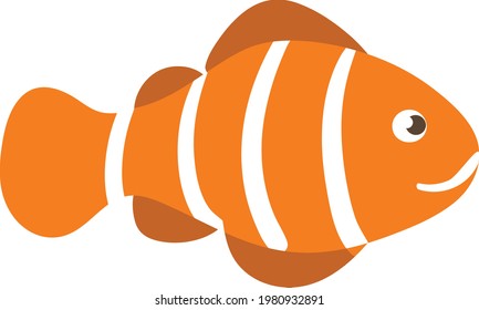 Underwater Cute Adorable Fish for Kids Books and Children Fictional Character. Animated hand drawn cartoon Illustration Drawing of Fish and Sea Life. Fins eyes aquatic world marine life Corals Seaweed