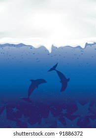 Underwater with dancing dolphins and stars (also available jpeg version of this image)