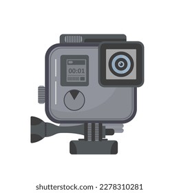 Underwater diving camera. Diver stuff equipment, waterproof camera vector cartoon illustration