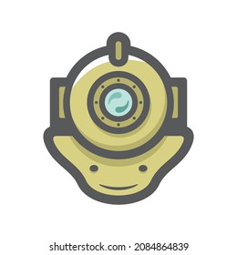 Underwater diving scuba helmet Vector icon Cartoon illustration