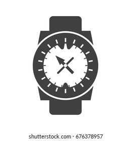 Underwater diving watch vector outline icon. Scuba clockworks compass silhouette isolated on white background.