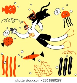 Underwater echoes or podcast underwater illustration