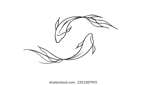 Underwater Elegance: Line Fish Vector Design