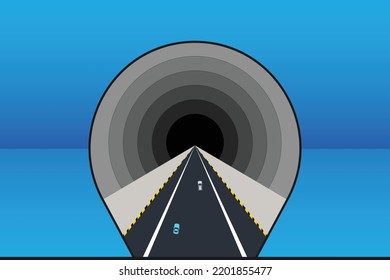 Underwater Expressway Tunnel. Vector Illustration.