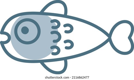 Pescado submarino, ilustración, vector sobre fondo blanco.