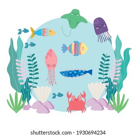 underwater fish marine life cartoon