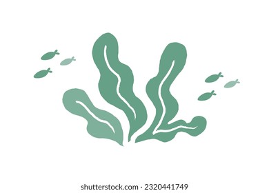 Underwater fish and seaweed illustration