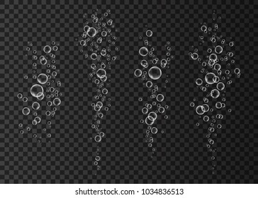  Underwater fizzing air bubbles flow. Oxygen  in water, sea, aquarium. Soda pop.  Fizzy drink. Undersea vector texture.