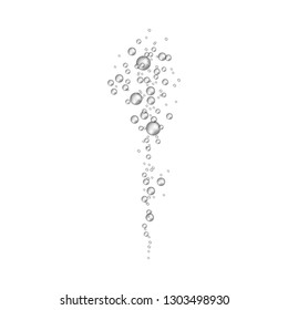 Underwater fizzing air bubbles flow in realistic 3d style isolated on white background - vector illustration of oxygen or gas fizzy sparkles stream in water or effervescent drink.