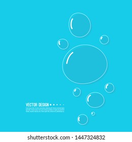 Underwater fizzing air bubbles on blue background.  Undersea vector illustration.