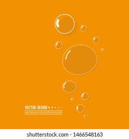 Underwater fizzing air bubbles on orange background.  Undersea vector illustration.