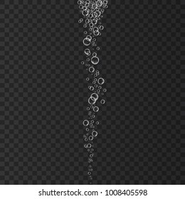 Underwater fizzing air bubbles stream  in water,  aquarium.  Soda pop. Undersea vector texture.