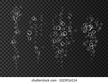  Underwater Fizzing Air Bubbles  Stream.  Fizzy Sparkles In Water, Sea, Aquarium, Ocean. Soda Pop. Champagne. Effervescent Drink. Undersea Vector Texture.
