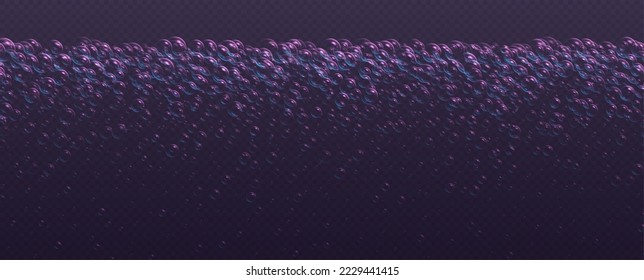 Underwater fizzing bubbles, carbonated drink, pink bath foam, liquid laundry detergent wash. Effervescent drink. Aquarium, sea, ocean bubbles vector illustration.