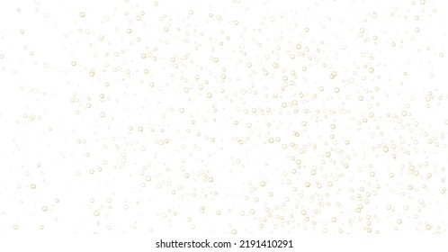 Underwater fizzing bubbles, soda or champagne carbonated drink, orange sparkling water. Effervescent drink. Aquarium, sea, ocean bubbles vector illustration.