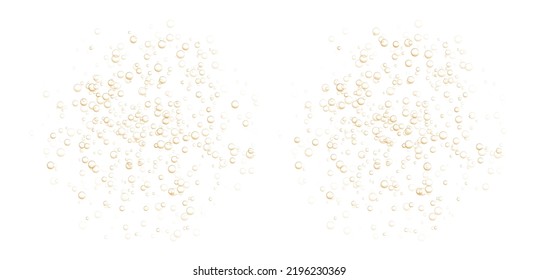 Underwater fizzing bubbles, soda or champagne carbonated drink, orange sparkling water. Effervescent drink. Aquarium, sea, ocean bubbles vector illustration.