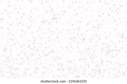 Underwater fizzing bubbles, soda or champagne carbonated drink, pink sparkling water. Effervescent drink. Aquarium, sea, ocean bubbles vector illustration.